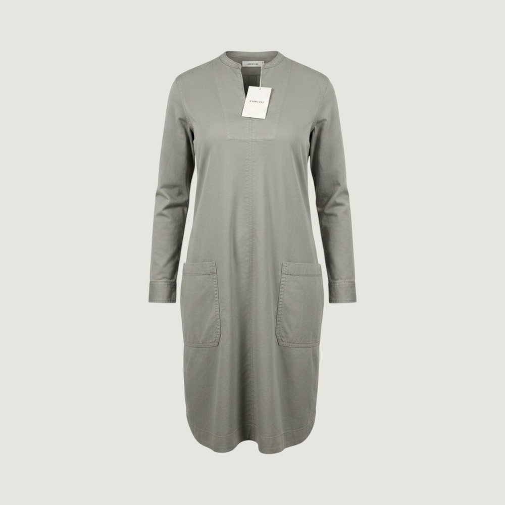 Everlane Utility Shift Dress Womens 6 Sage Green Long Sleeve Organic Cotton NWT